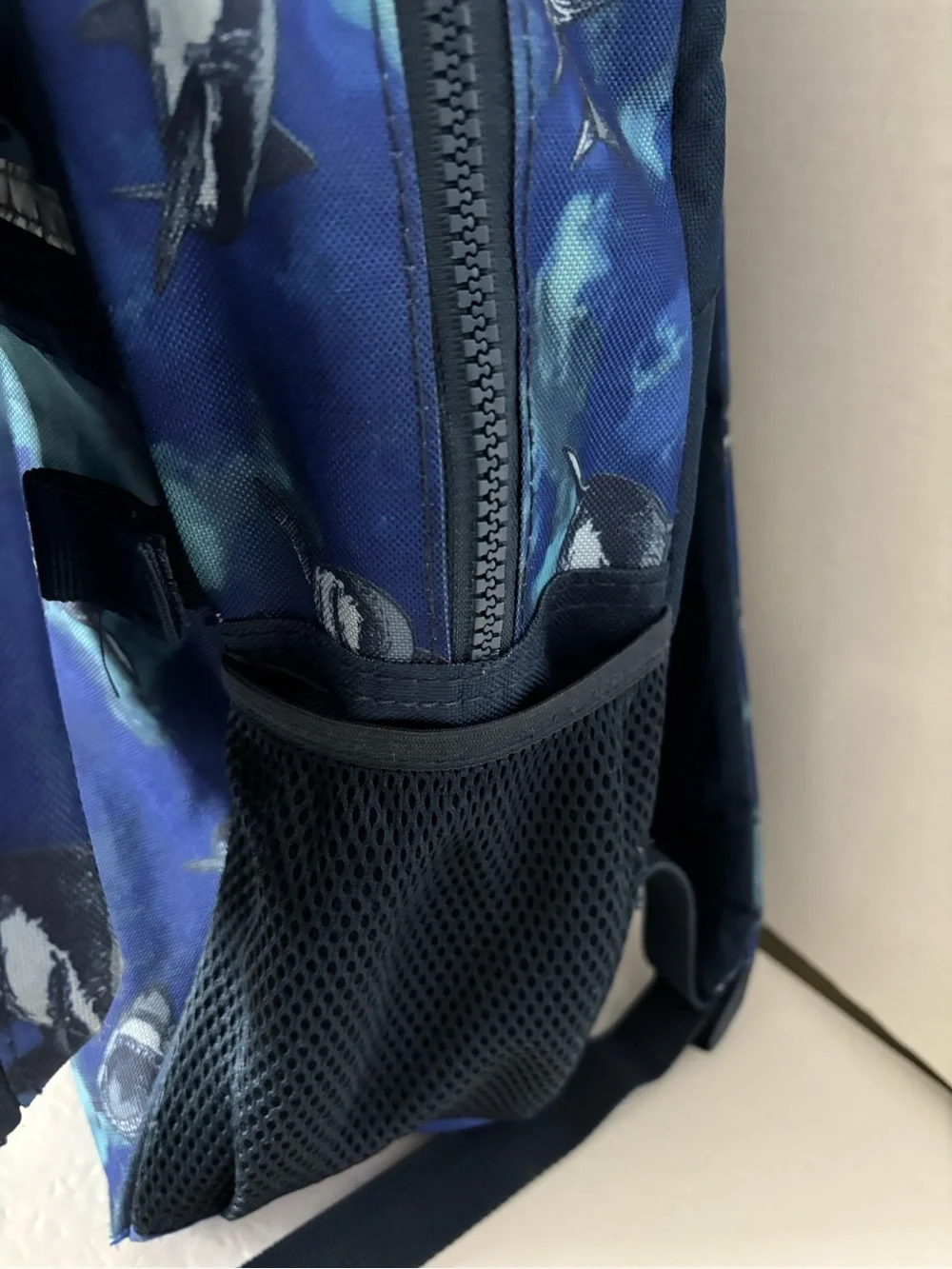 wonder nation Blue Shark Print Kids Backpack with Matching Pouch